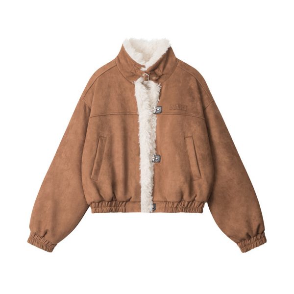 ⁦American Retro Stand Collar Niche Winter Casual Loose Cotton Coat⁩ - الصورة ⁦7⁩