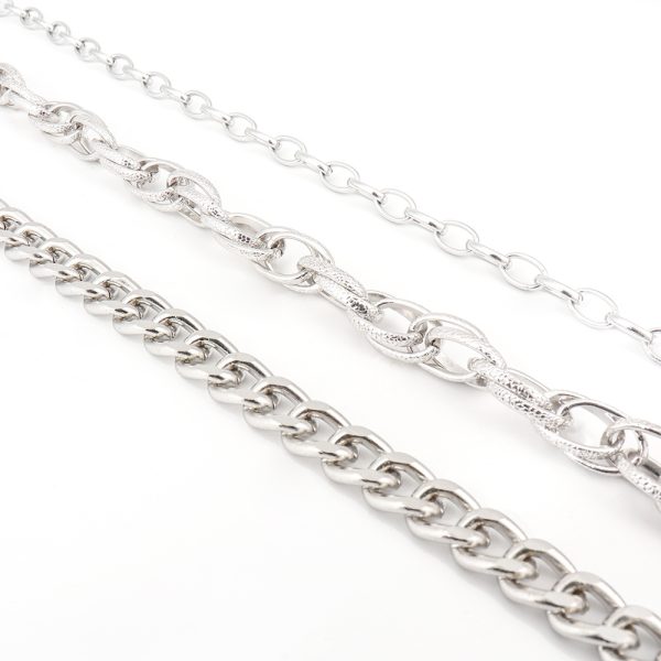 ⁦Hip Hop Fashion Pants Chain Men And Women Advanced Sense Multi Ring Silver Metal Chain Heavy Metal Industrial Style Jeans Hip-hop Accessories⁩ - الصورة ⁦9⁩