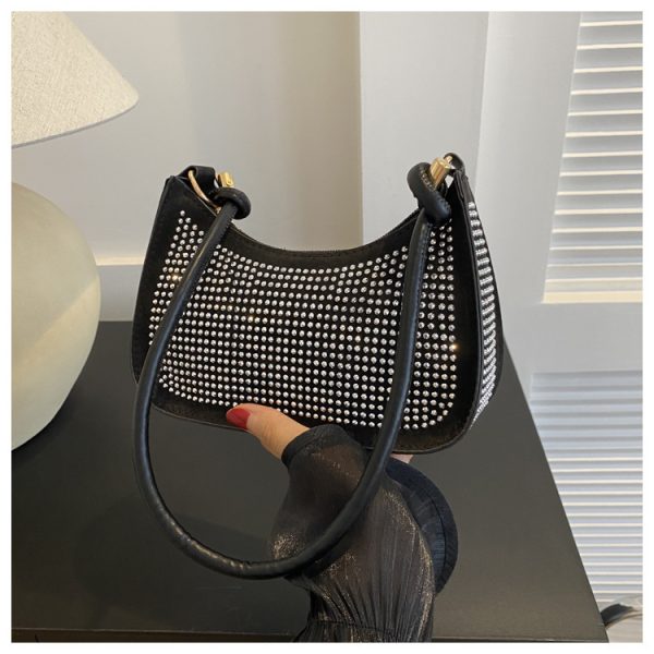 ⁦Diamond-embedded Western Style Underarm Bag Fashion Fashion Casual Shoulder Bag⁩ - الصورة ⁦6⁩