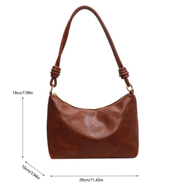 ⁦Women's High-end Soft Leather Textured Shoulder Geometric Wide Shoulder Strap Crossbody Bag⁩ - الصورة ⁦2⁩
