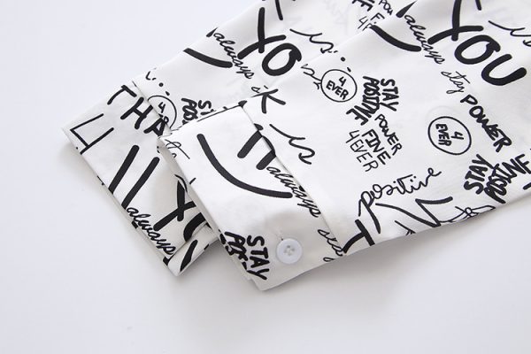 ⁦Vintage Hong Kong Style Chic Letter Print Shirt Top⁩ - الصورة ⁦5⁩