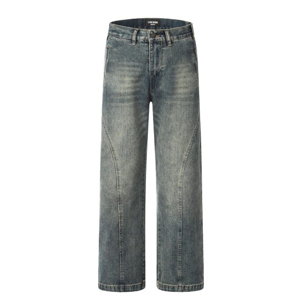 ⁦American Retro Jeans Men And Women Casual Straight-leg High Street⁩ - الصورة ⁦3⁩