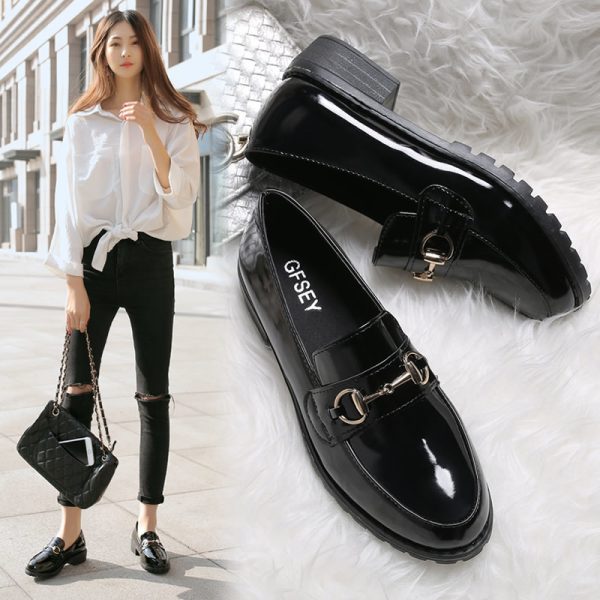 ⁦British leather platform casual shoes⁩ - الصورة ⁦7⁩