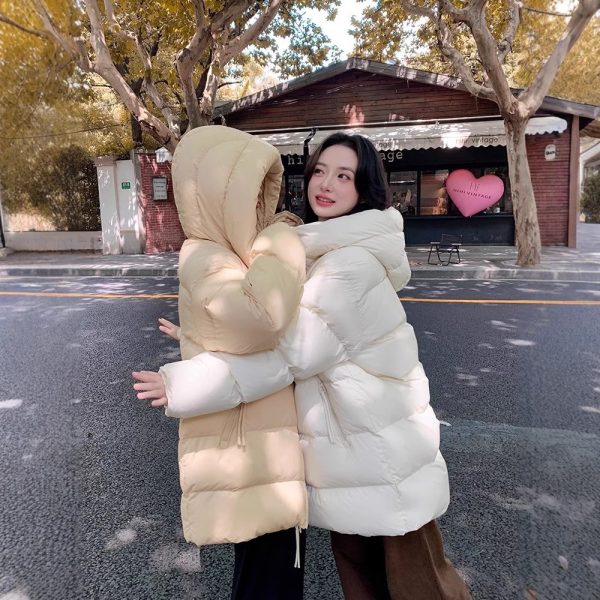 ⁦Women's Cotton-padded Clothes Winter Mid-length 90 White Duck Down Korean Style Sense Of Design Small Thick Warm Jacket⁩ - الصورة ⁦4⁩