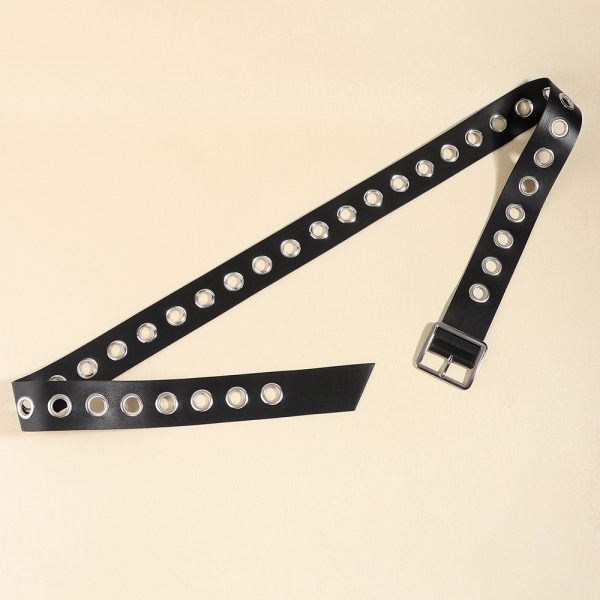 ⁦Men And Women Fashion Hollow Belt Personality Punk Style PU Soft Belt Jeans Hip Hop Accessories⁩ - الصورة ⁦10⁩