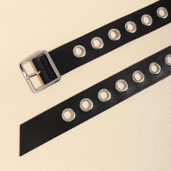 ⁦Men And Women Fashion Hollow Belt Personality Punk Style PU Soft Belt Jeans Hip Hop Accessories⁩ - الصورة ⁦9⁩