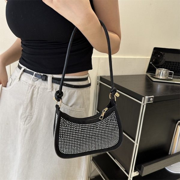 ⁦Diamond-embedded Western Style Underarm Bag Fashion Fashion Casual Shoulder Bag⁩ - الصورة ⁦5⁩