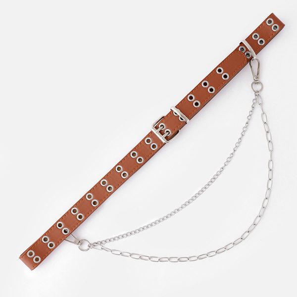 ⁦Jeans With Cutout Air Eye Punk Casual Belt⁩ - الصورة ⁦9⁩