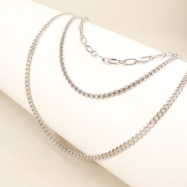 ⁦New European And American Style Pants Chain Men And Women Three-layer Silver Personality Chain With Jeans Punk Hip Hop Accessories⁩ - الصورة ⁦8⁩