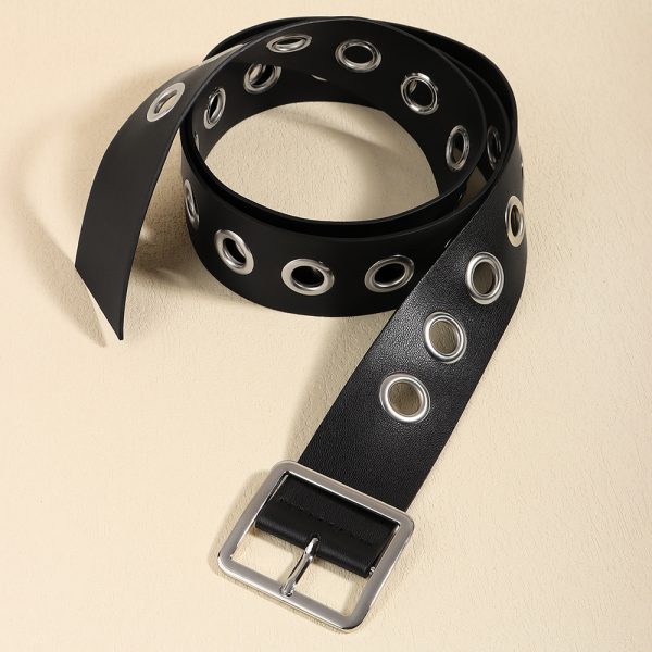 ⁦Men And Women Fashion Hollow Belt Personality Punk Style PU Soft Belt Jeans Hip Hop Accessories⁩ - الصورة ⁦5⁩