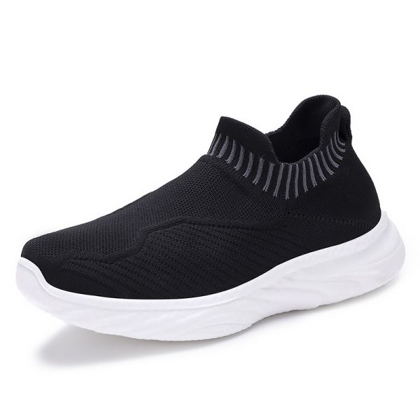 ⁦Striped Flat Sneakers Fashion Lightweight Breathable Socks Flats Shoes For Women Slip On Sports Shoes⁩ - الصورة ⁦4⁩