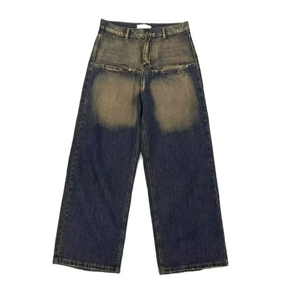 ⁦Contrast Color Retro Jeans For Men And Women⁩ - الصورة ⁦6⁩