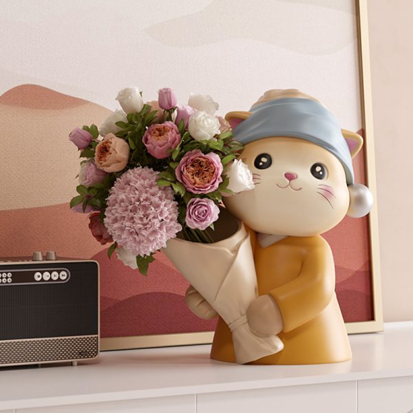⁦Art Cat Bouquet Vase Decoration Home Decoration⁩ - الصورة ⁦3⁩