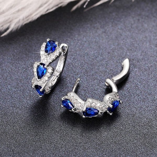 ⁦Blue New Style Zircon Earrings Elegant Socialite Accessories Retro Magazine Style Ear Clip⁩ - الصورة ⁦5⁩