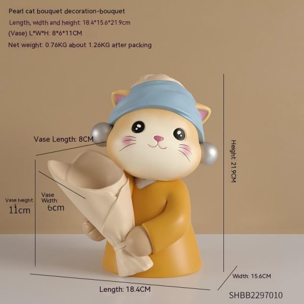 ⁦Art Cat Bouquet Vase Decoration Home Decoration⁩ - الصورة ⁦9⁩