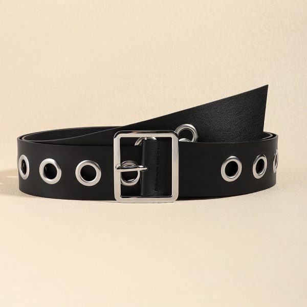⁦Men And Women Fashion Hollow Belt Personality Punk Style PU Soft Belt Jeans Hip Hop Accessories⁩ - الصورة ⁦7⁩