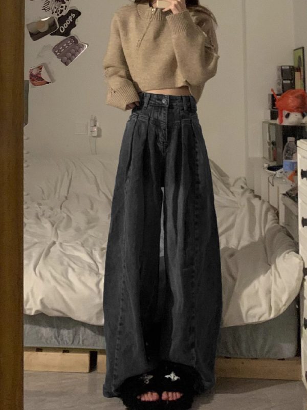 ⁦Vintage Black Jeans Women High Waisted Loose⁩ - الصورة ⁦3⁩