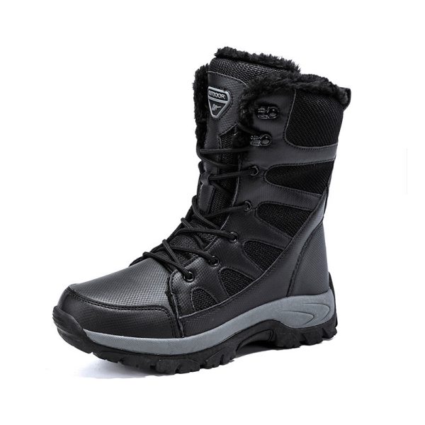 ⁦Winter Plus Velvet Army Boots Men's Warm Snow Boots High Top Cotton Shoes Men⁩ - الصورة ⁦5⁩