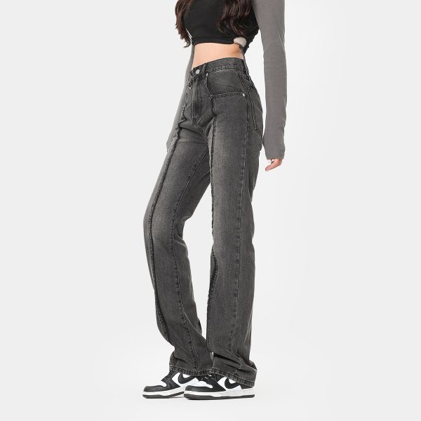 ⁦Autumn American High Street Jeans Women Washed Wear-white Retro⁩ - الصورة ⁦2⁩