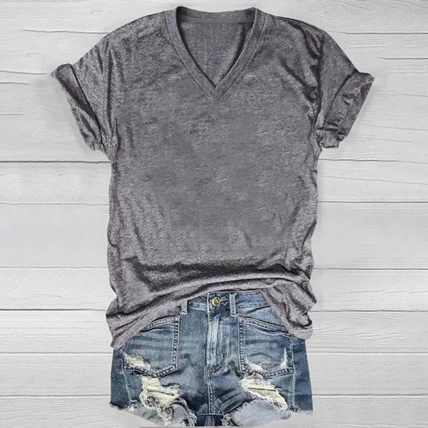 ⁦3-Pack Women's Basic V-Neck Tees Set Summer Soild Color Short Sleeve T-Shirts⁩ - الصورة ⁦2⁩