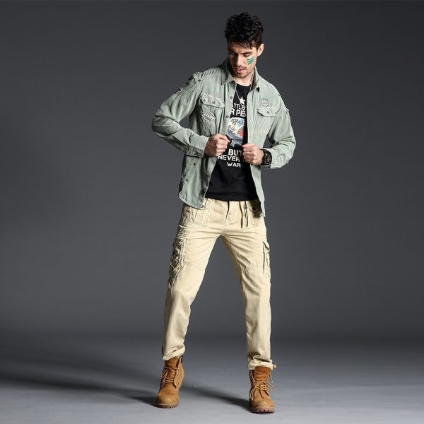 ⁦American Plus Size Workwear Outdoor Sports Cotton Long Sleeve Shirt Men⁩ - الصورة ⁦3⁩