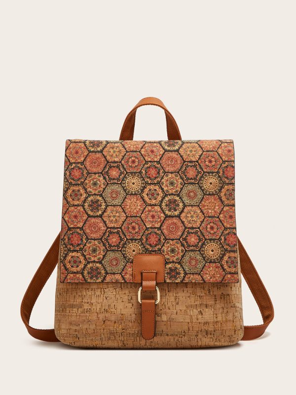 ⁦Affordable Luxury Fashion High-grade Fashion Retro Printed Backpack⁩ - الصورة ⁦7⁩