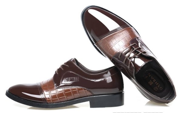 ⁦pattern autumn men's pointed business dress shoes leather men's shoes single shoes shoes men⁩ - الصورة ⁦8⁩