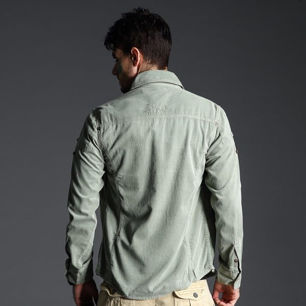 ⁦American Plus Size Workwear Outdoor Sports Cotton Long Sleeve Shirt Men⁩ - الصورة ⁦2⁩