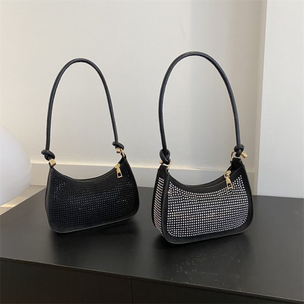 ⁦Diamond-embedded Western Style Underarm Bag Fashion Fashion Casual Shoulder Bag⁩ - الصورة ⁦2⁩