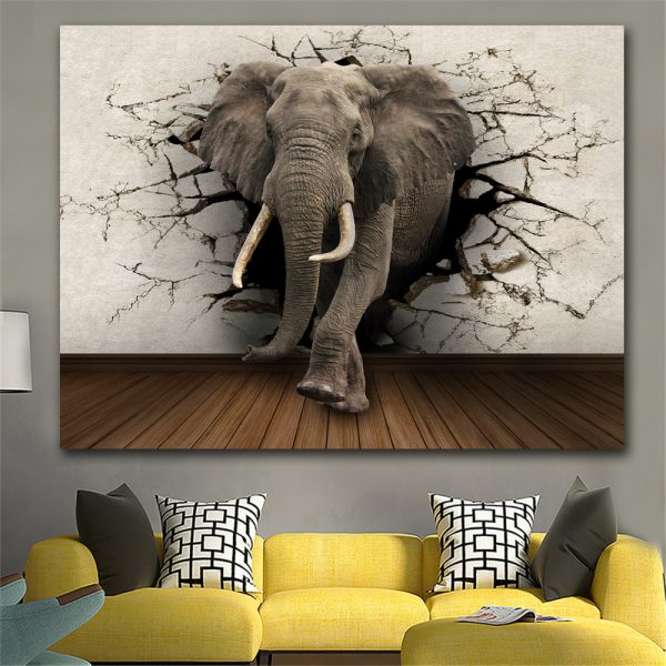 ⁦Creative Home Decor Elephant Canvas Painting⁩ - الصورة ⁦5⁩