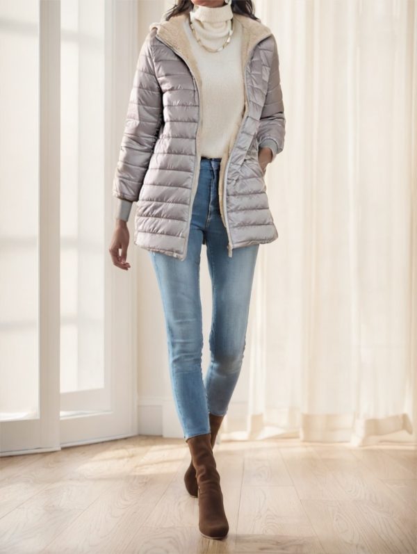 ⁦Aveloria Modichic Casual Versatile Solid Color Fleece Hooded Padded Padded Coat⁩ - الصورة ⁦5⁩