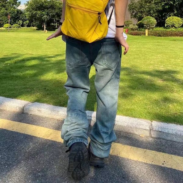 ⁦Butterfly Embroidered Torn Jeans For Men⁩ - الصورة ⁦5⁩