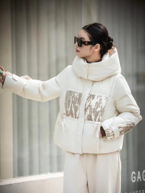 ⁦2 Korean Style Loose Lapel Hooded Short Stitching Down Jacket⁩ - الصورة ⁦6⁩