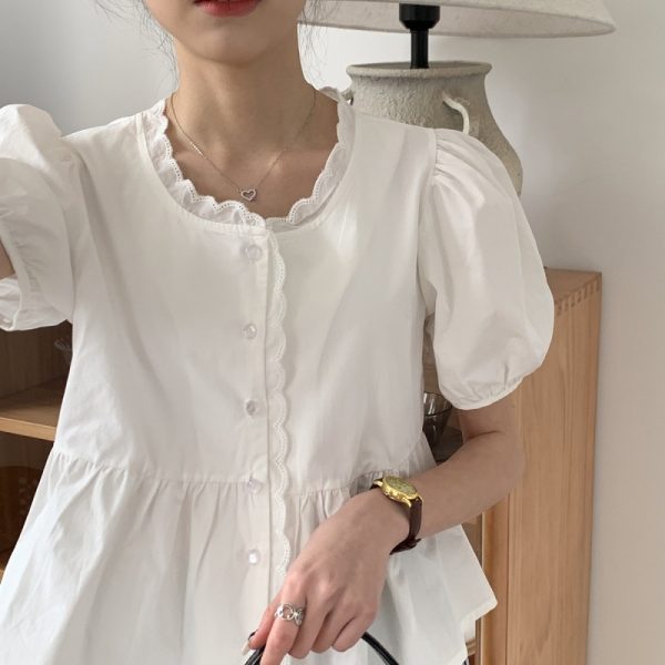 ⁦Puff Sleeve Shirt Summer Women's Clothing⁩ - الصورة ⁦4⁩