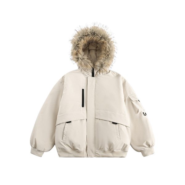 ⁦American Retro Fur Collar Hood Parker Down Jacket⁩ - الصورة ⁦5⁩