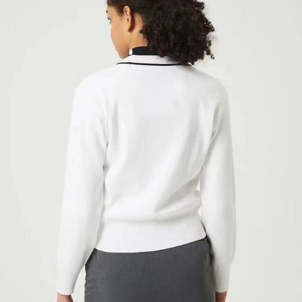 ⁦Black And White Simple Fashionable Knitted Coat⁩ - الصورة ⁦3⁩