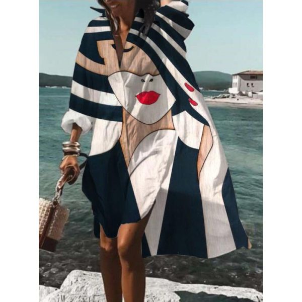 ⁦Women's Fashion Casual Loose Lapels Mid-length Shirt⁩ - الصورة ⁦6⁩