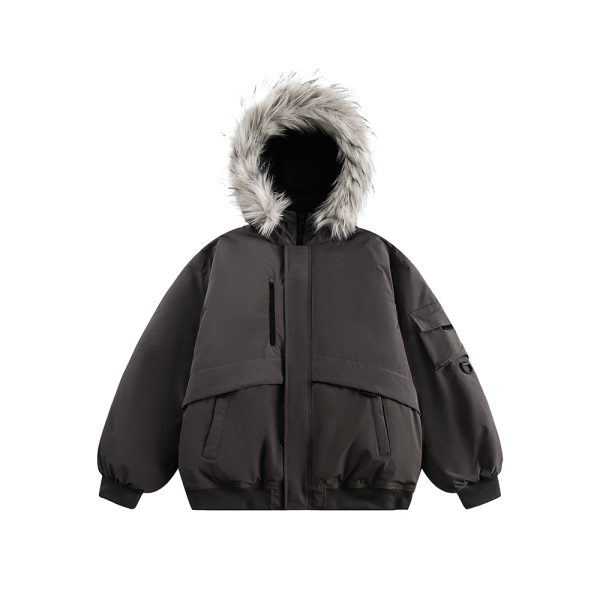 ⁦American Retro Fur Collar Hood Parker Down Jacket⁩ - الصورة ⁦7⁩