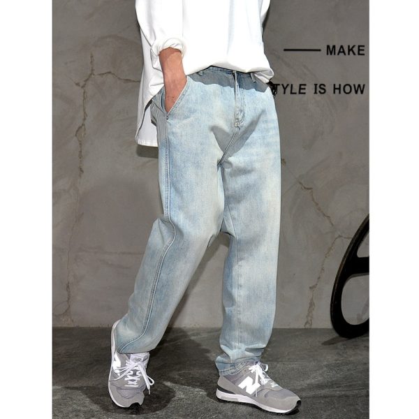 ⁦Fashionable All-match Light Blue Jeans For Men⁩ - الصورة ⁦5⁩