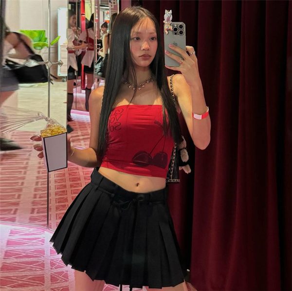 ⁦Women's Tube Top Letter Print Slim Fit Short Vest⁩ - الصورة ⁦3⁩