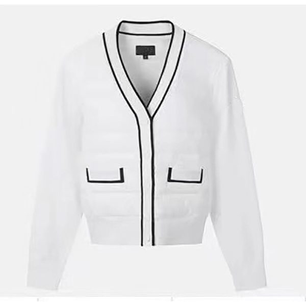 ⁦Black And White Simple Fashionable Knitted Coat⁩ - الصورة ⁦6⁩