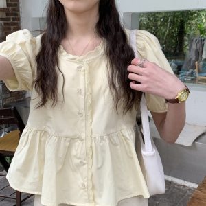 Puff Sleeve Shirt Summer Women's Clothing