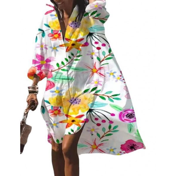 ⁦Women's Fashion Casual Loose Lapels Mid-length Shirt⁩ - الصورة ⁦5⁩