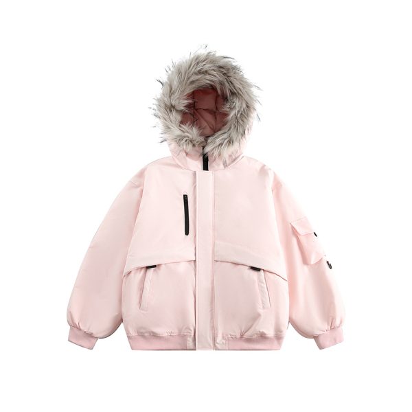⁦American Retro Fur Collar Hood Parker Down Jacket⁩ - الصورة ⁦6⁩