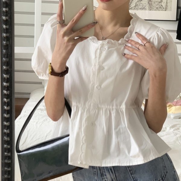 ⁦Puff Sleeve Shirt Summer Women's Clothing⁩ - الصورة ⁦6⁩