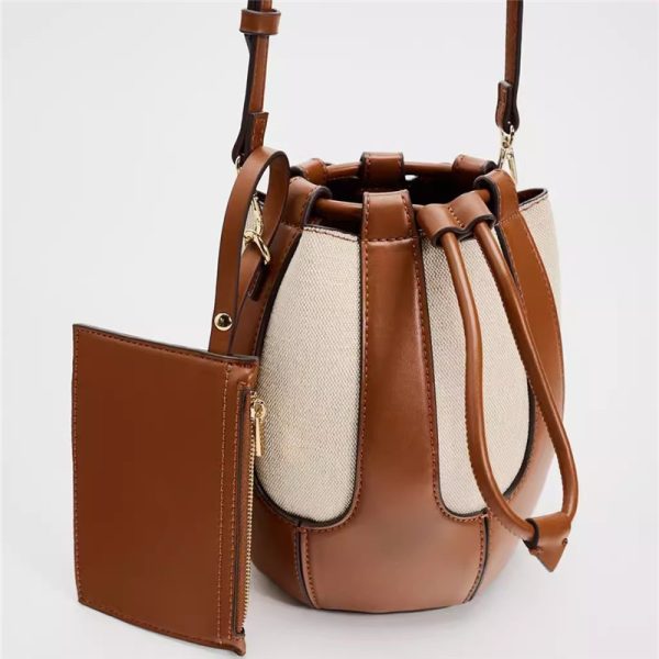 ⁦Women's Fashion Canvas Crossbody Bucket Bag⁩ - الصورة ⁦3⁩