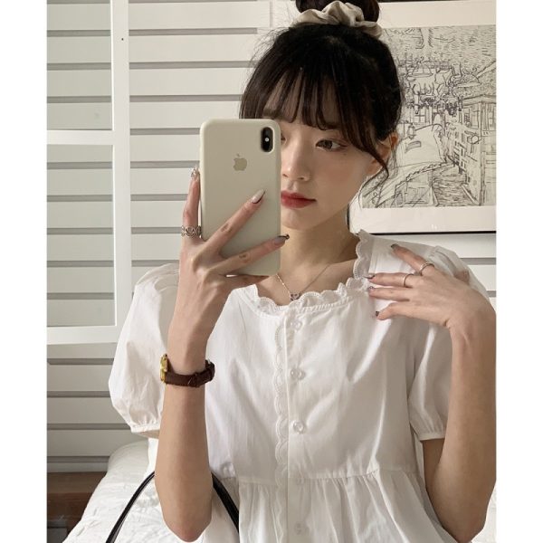 ⁦Puff Sleeve Shirt Summer Women's Clothing⁩ - الصورة ⁦3⁩
