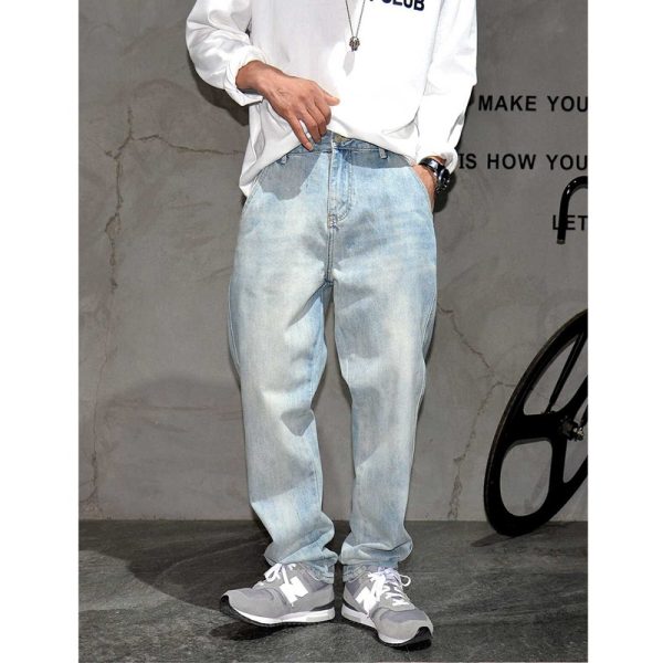 ⁦Fashionable All-match Light Blue Jeans For Men⁩ - الصورة ⁦2⁩
