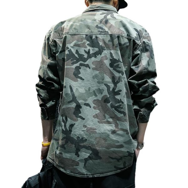 ⁦Camouflage Long Sleeve Tooling Shirt Jacket Men⁩ - الصورة ⁦5⁩