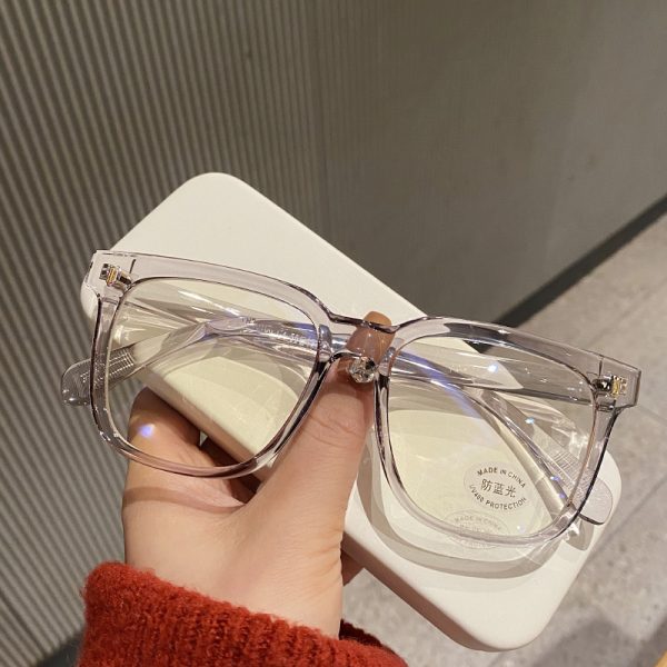 ⁦Retro Black Frame Matte Big Rim Round Face Slimming Optical Glasses Anti-blue Light Female⁩ - الصورة ⁦4⁩
